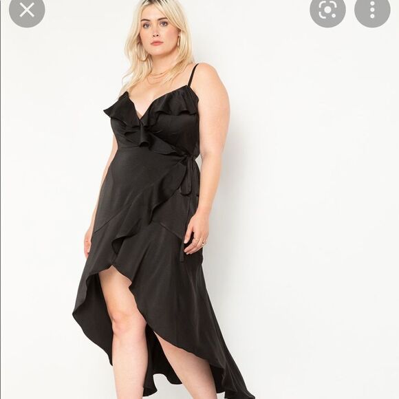 Eloquii Ruffle Satin Dress - Picture 1 of 4